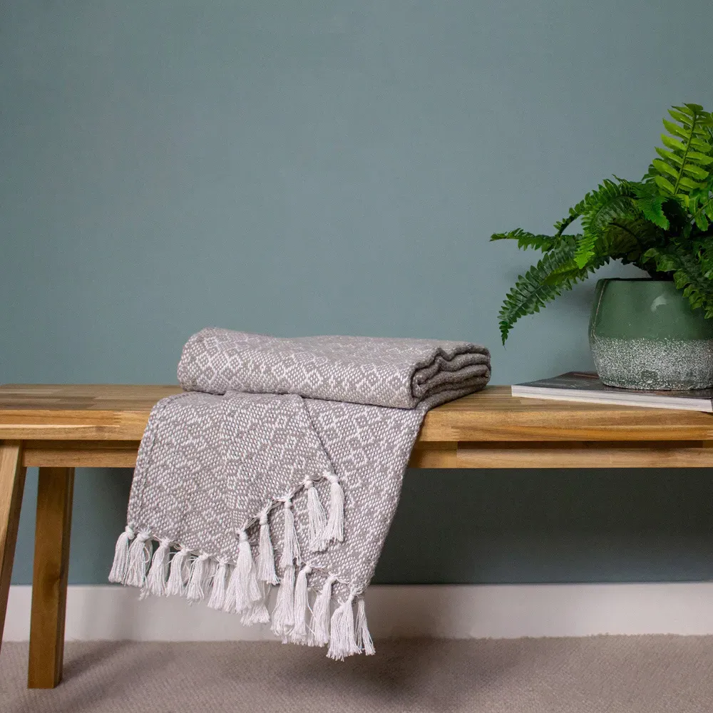 Jewels Herringbone Throw - Grey