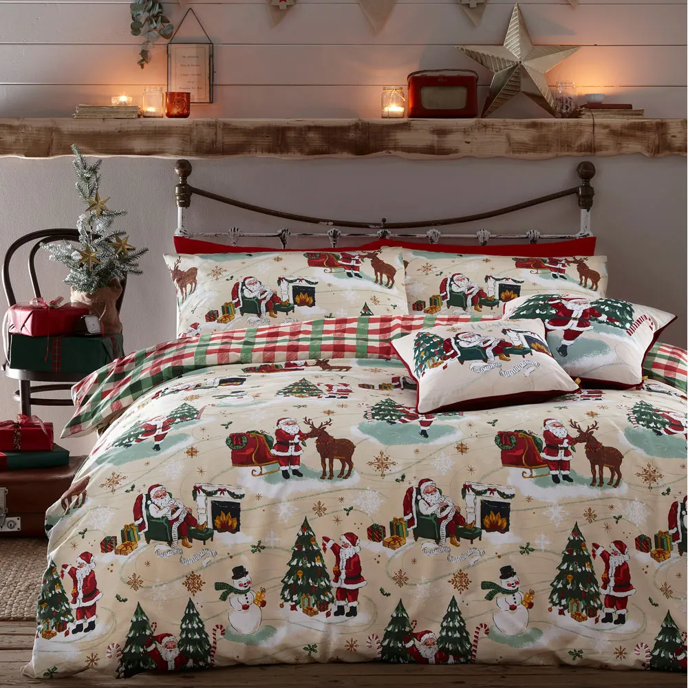 Jolly Santa Double Duvet Cover Set - Multi, Polycotton