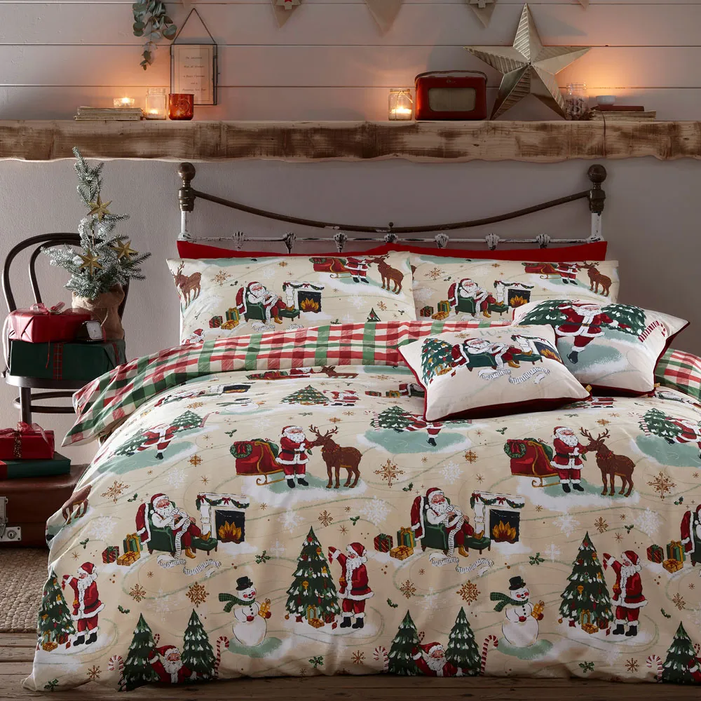 Jolly Santa Super King Duvet Cover Set - Multi, Polycotton