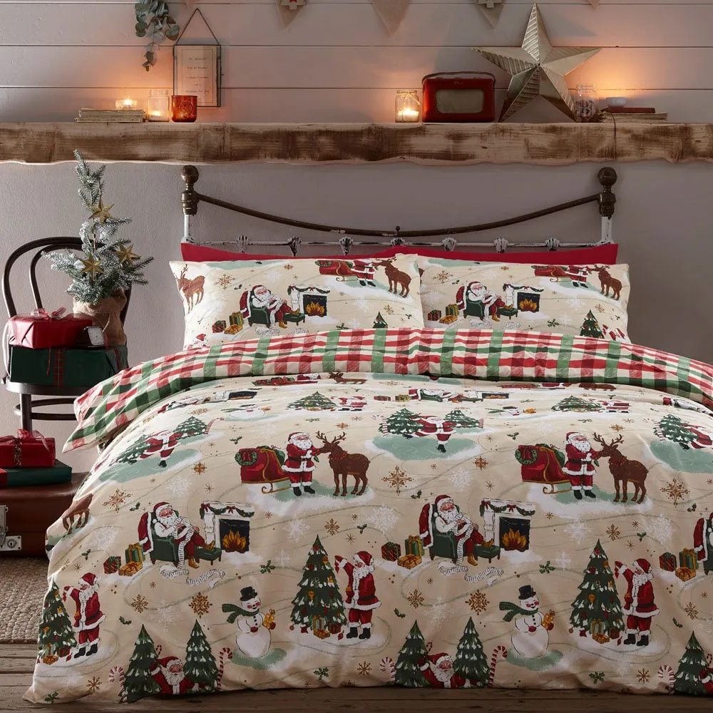 Jolly Santa Super King Duvet Cover Set - Multi, Polycotton