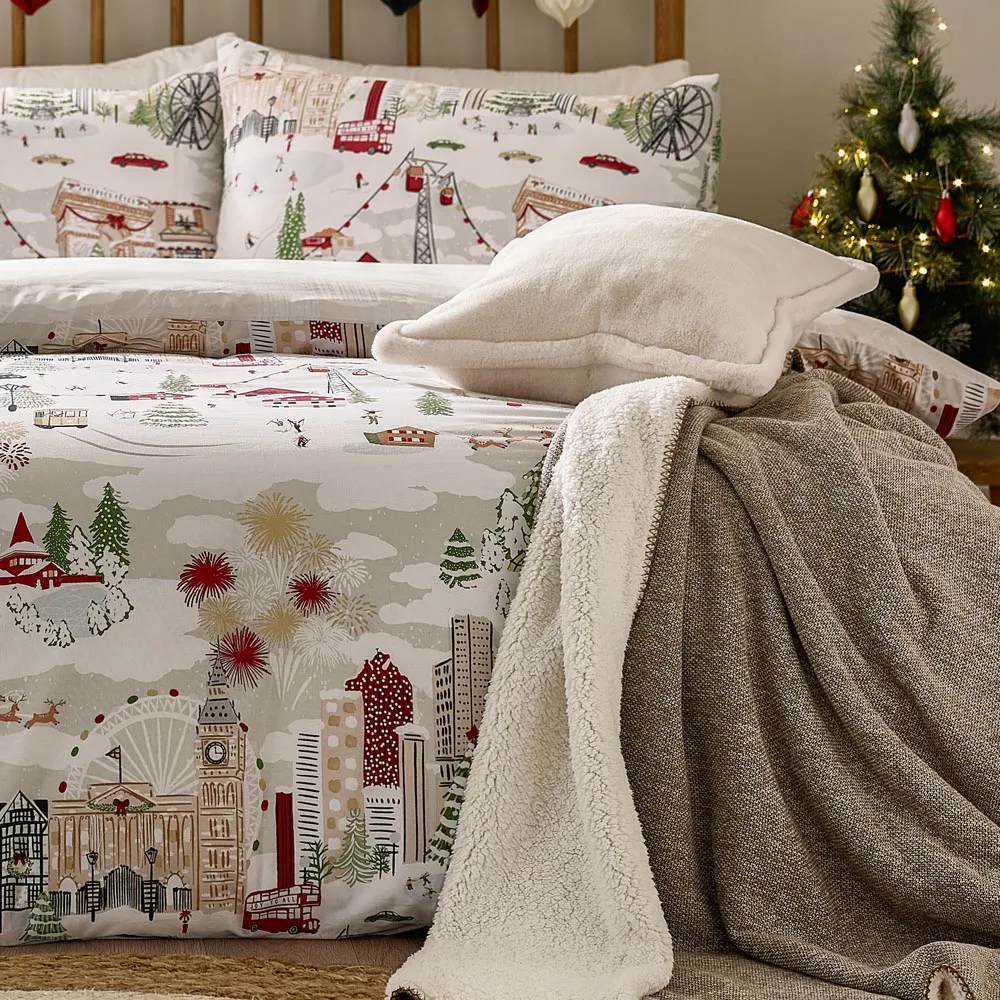 Joy To All Double Printed Reversible Duvet Set - White