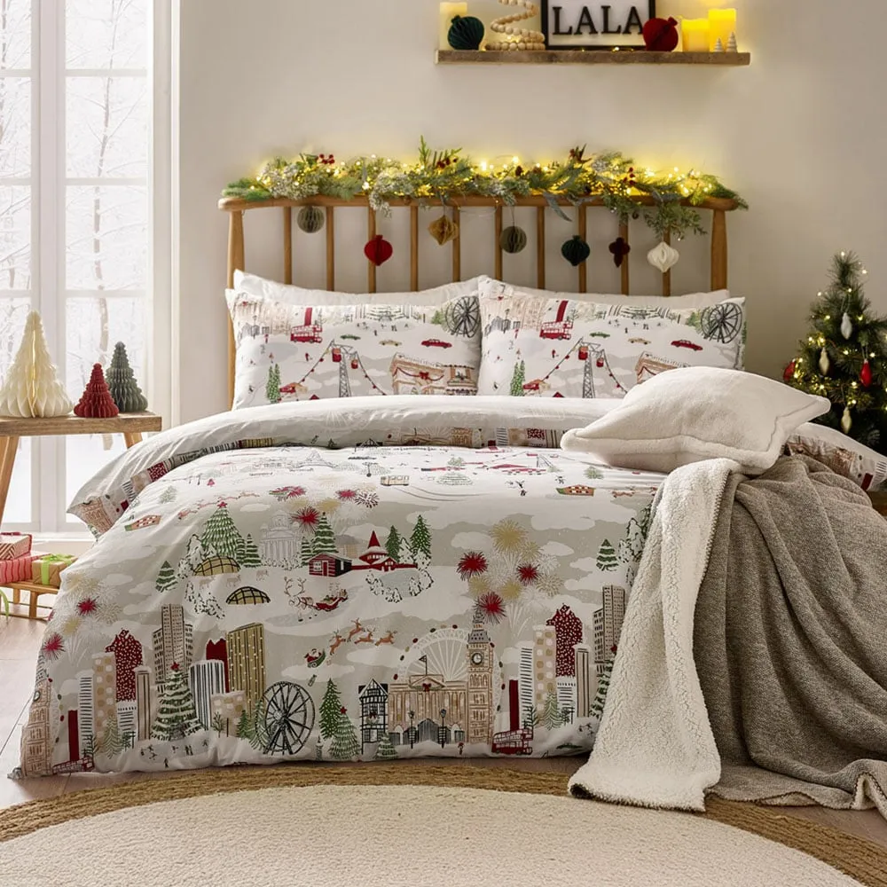 Joy To All Double Printed Reversible Duvet Set - White