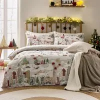 Joy To All Single Printed Reversible Duvet Set - White