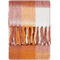 Juno Check Throw - Cinnamon, Faux Mohair