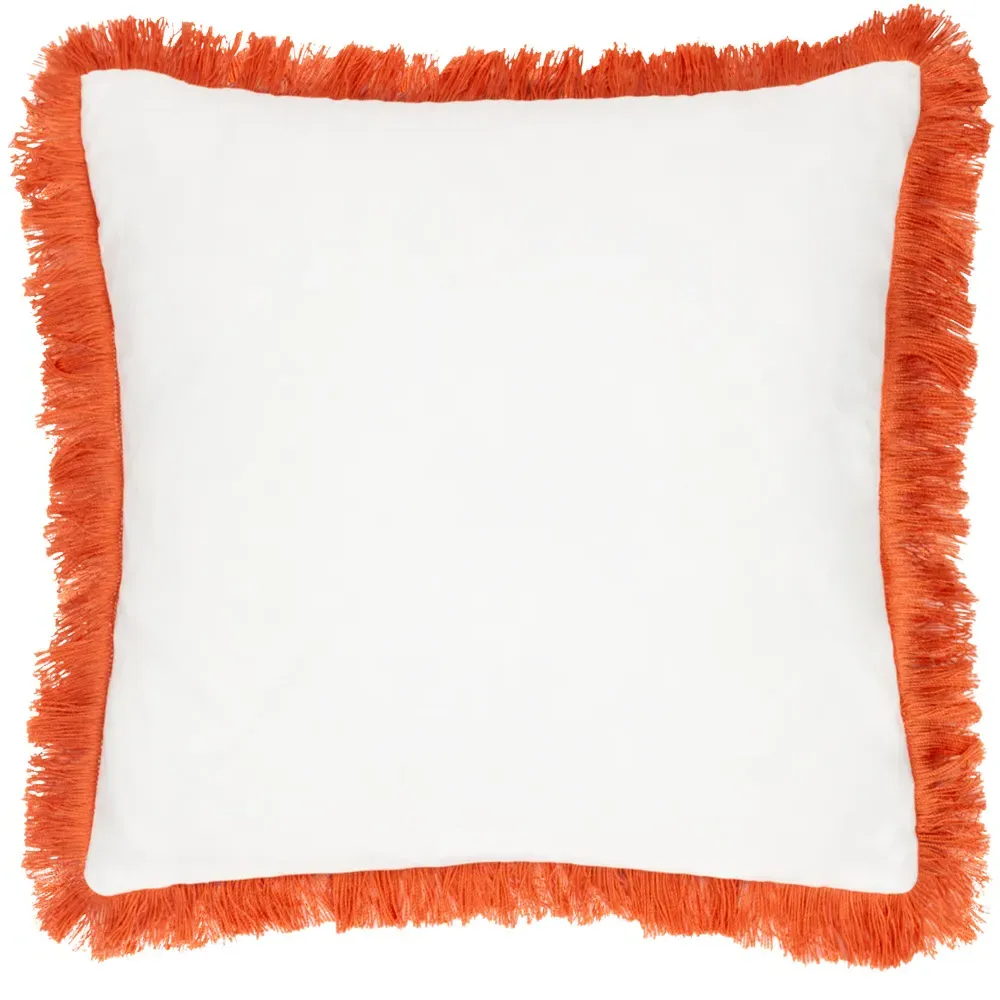 Kadie Woven Cushion with Fringe - Orange, Recycled PET