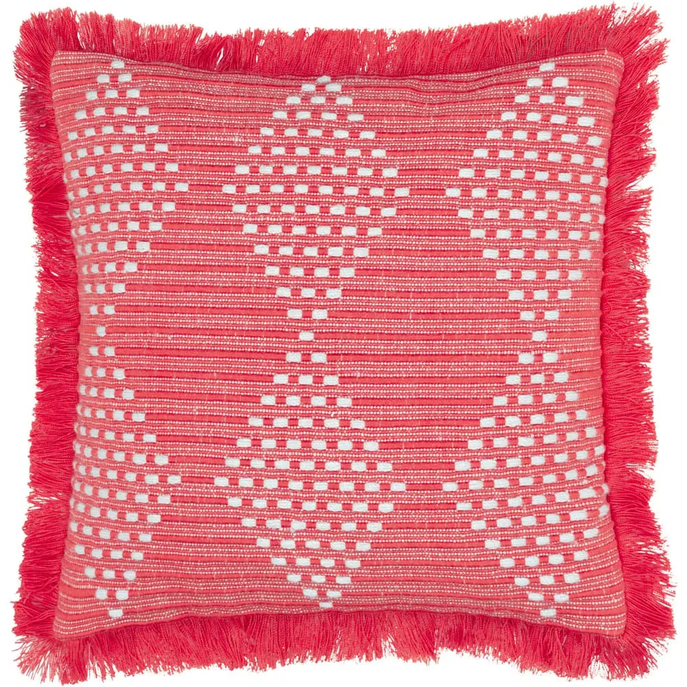 Kadie Woven Cushion with Fringe - Pink, Recycled PET image