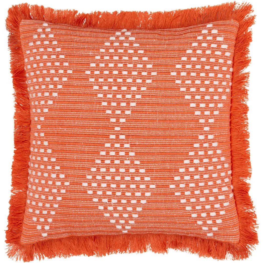 Kadie Woven Feather Filled Cushion - Orange