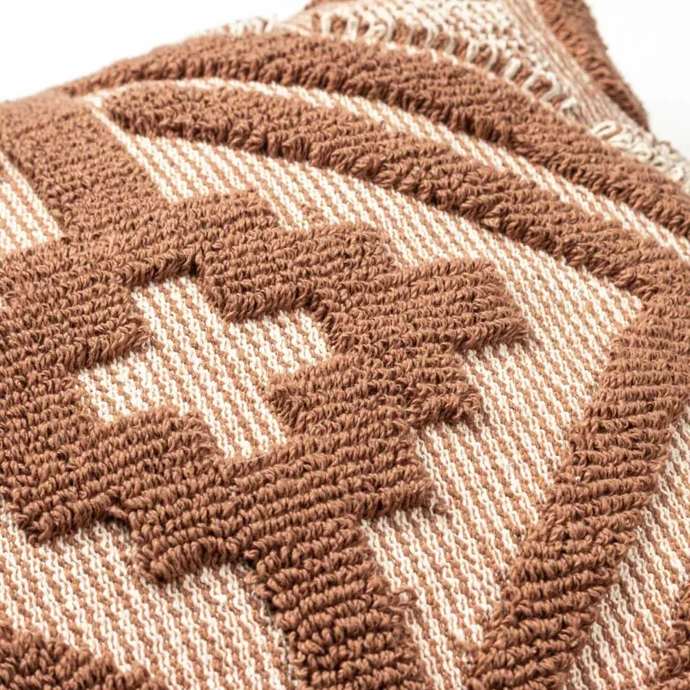 Kalai Geometric Tufted Cushion - Cinnamon, Cotton