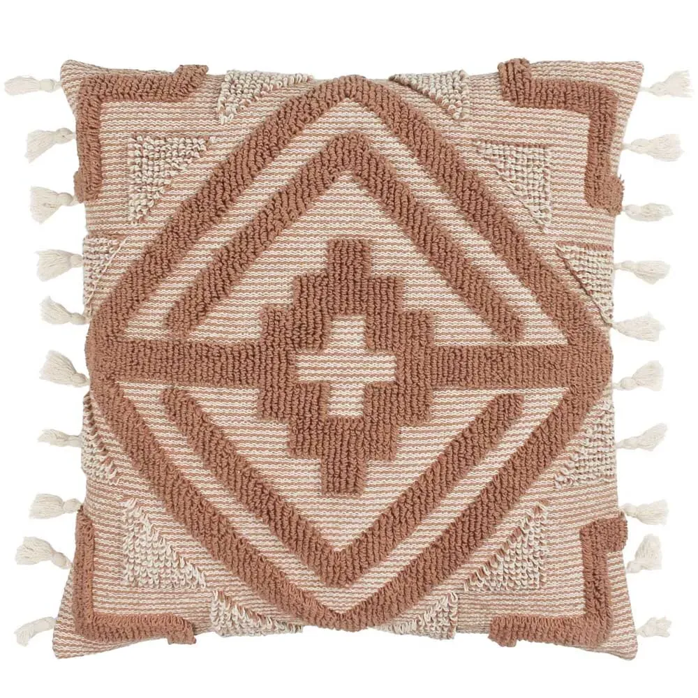 Kalai Geometric Tufted Cushion - Cinnamon, Cotton image