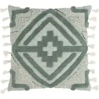 Kalai Geometric Tufted Cushion - Eucalyptus, Cotton