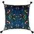Kaleidoscopic Velvet Cushion with Tassels - Blue