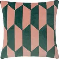 Kalho Jacquard Cushion - Pink and Green, Velvet