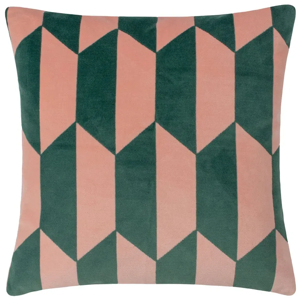 Kalho Jacquard Cushion - Pink and Green, Velvet image