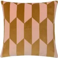 Kalho Jacquard Cushion - Pink and Ochre, Velvet