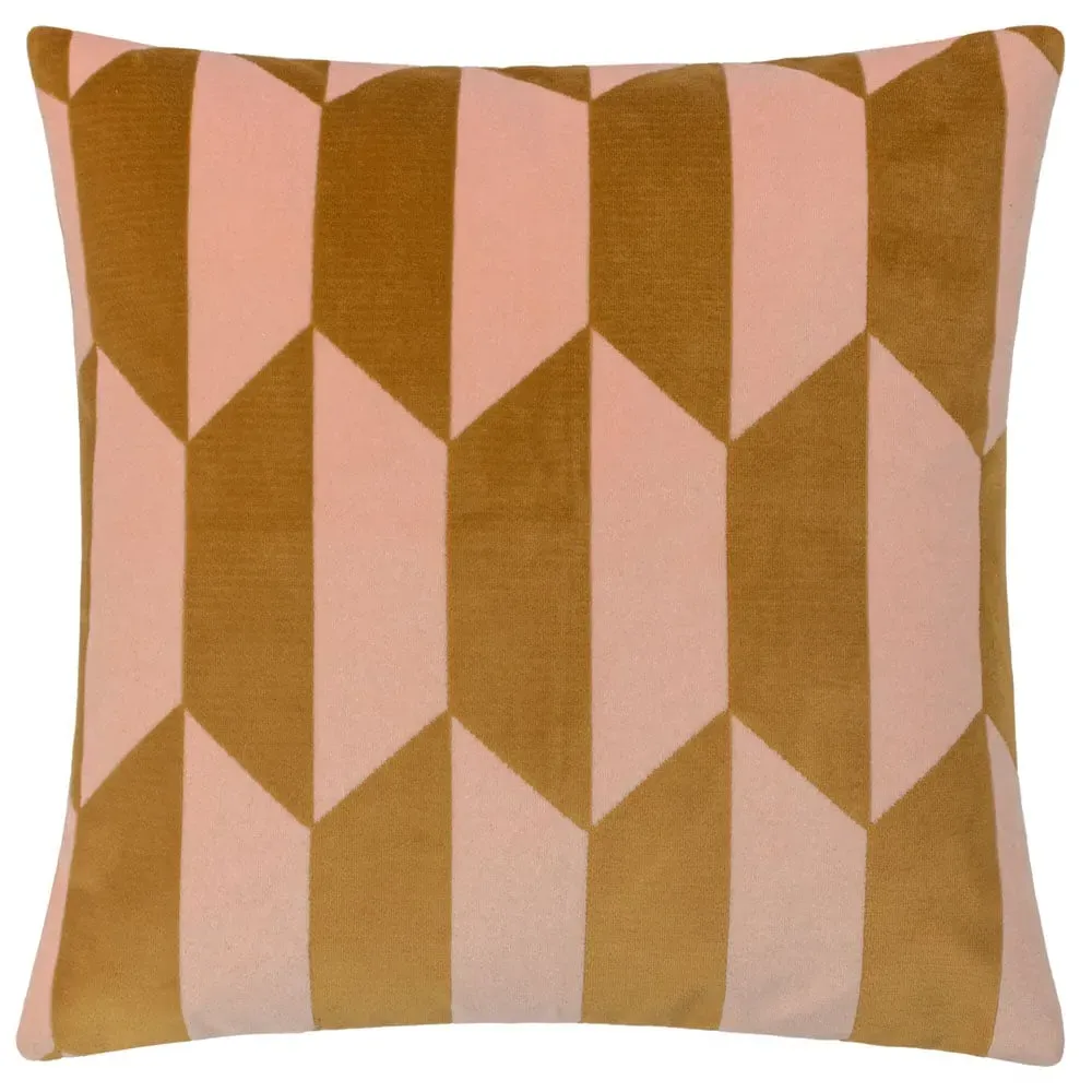 Kalho Jacquard Cushion - Pink and Ochre, Velvet