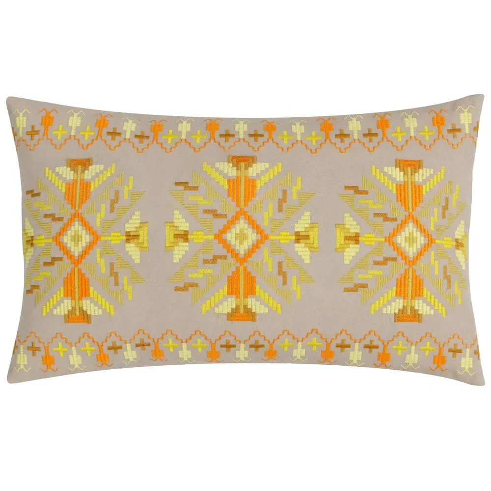Kalina Embroidered Cushion - Yellow, Cotton image