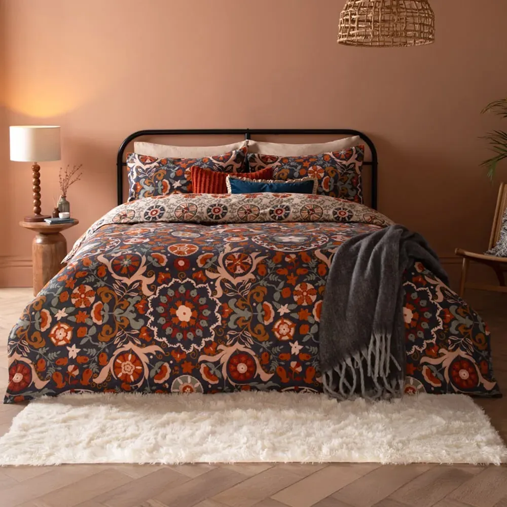 Kinfolk Super King Size Reversible Duvet Set - Blue, Cotton