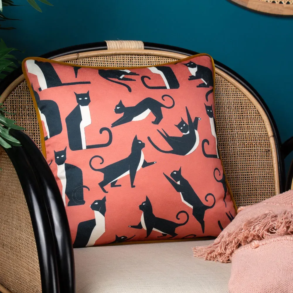 Kitta Geo Cats Cushion - Pink