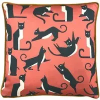 Kitta Geo Cats Cushion - Pink
