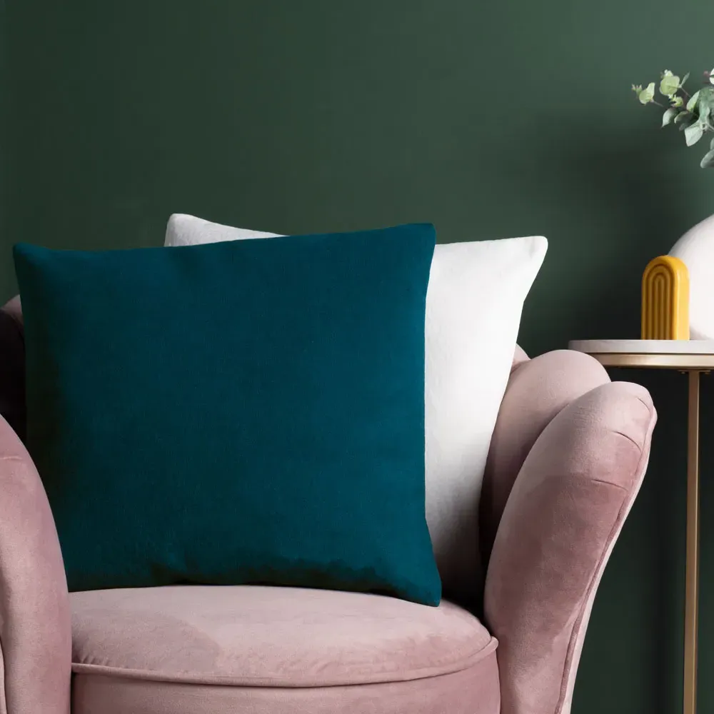 Kobe Textured Velvet Cushion - Teal