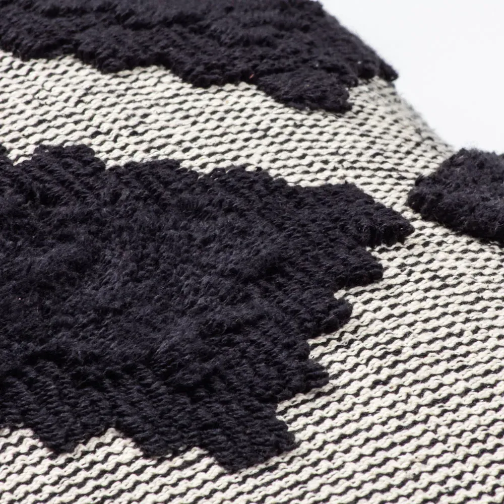 Lamar Geometric Tufted Cushion - Black, Cotton