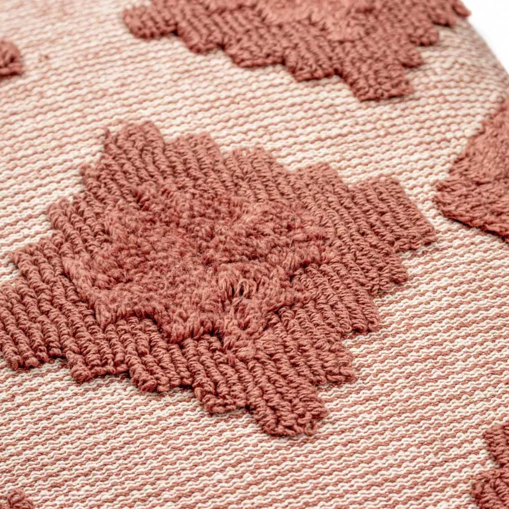 Lamar Geometric Tufted Cushion - Brick, Cotton