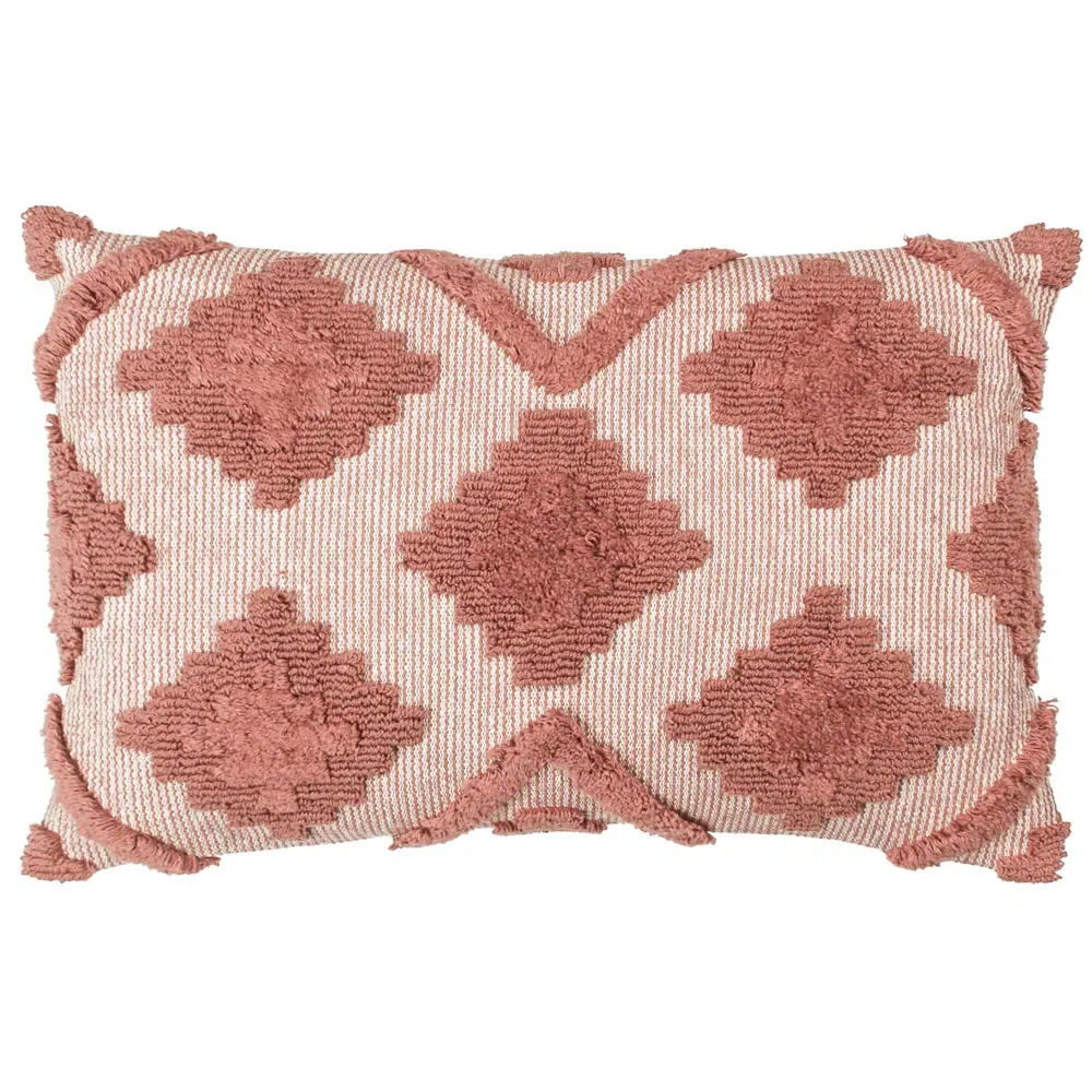 Lamar Geometric Tufted Cushion - Brick, Cotton