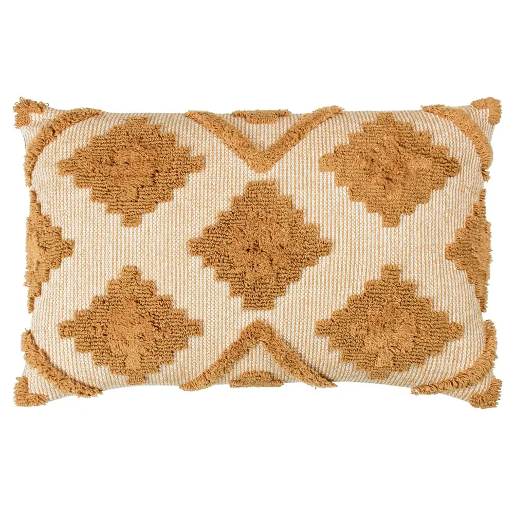 Lamar Geometric Tufted Cushion - Mustard, Cotton