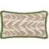 Leaves Embroidered Cushion with Fringe - Green, Polyester