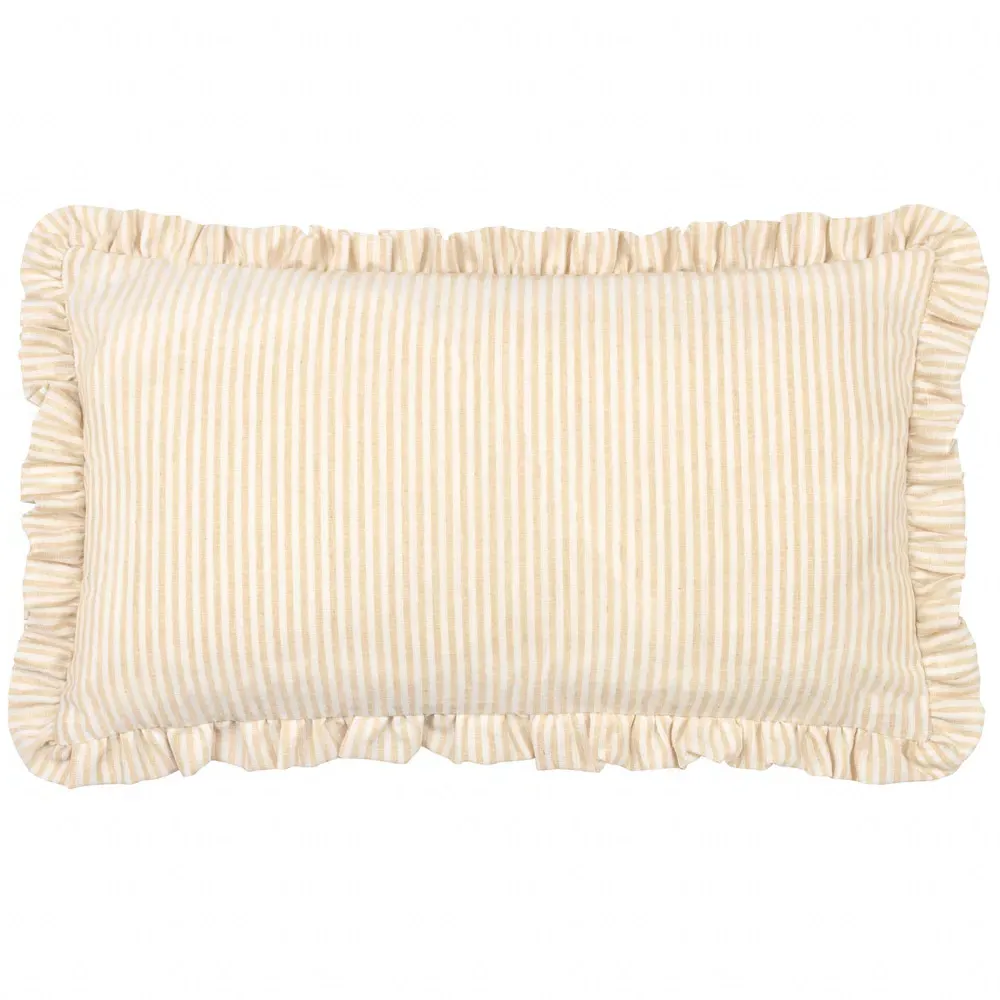 Les Fleurs Daisies Embroidered Ruffle Cushion - White, Polyester