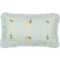Les Fleurs Embroidered Ruffle Cushion - Orange, Polyester