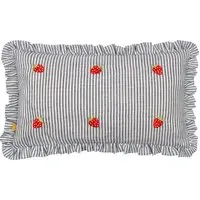 Les Fleurs Embroidered Ruffle Cushion - Pink, Polyester