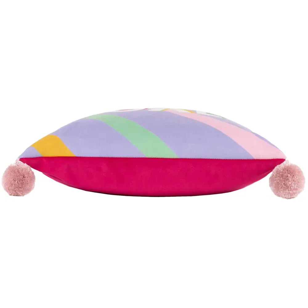 Love Wins Pom Pom Cushion - Lilac, Velvet