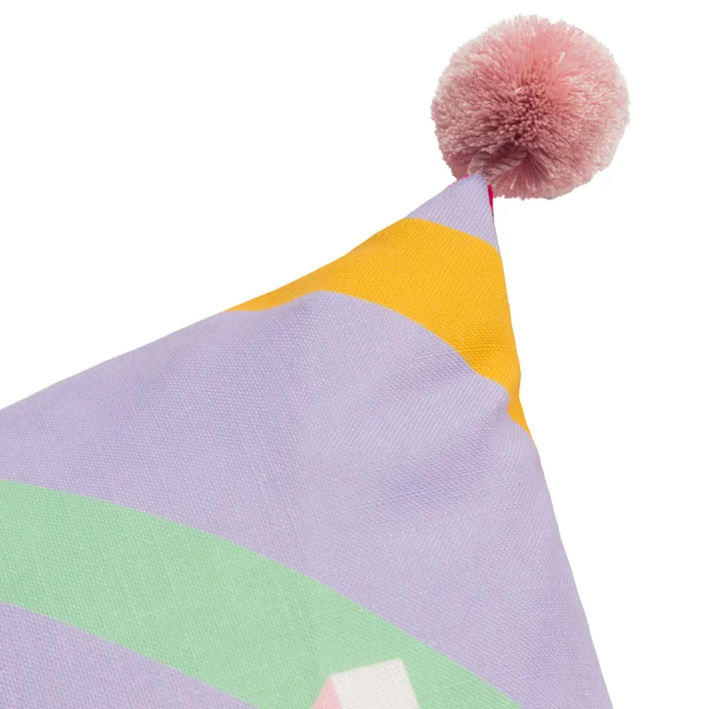 Love Wins Pom Pom Cushion - Lilac, Velvet