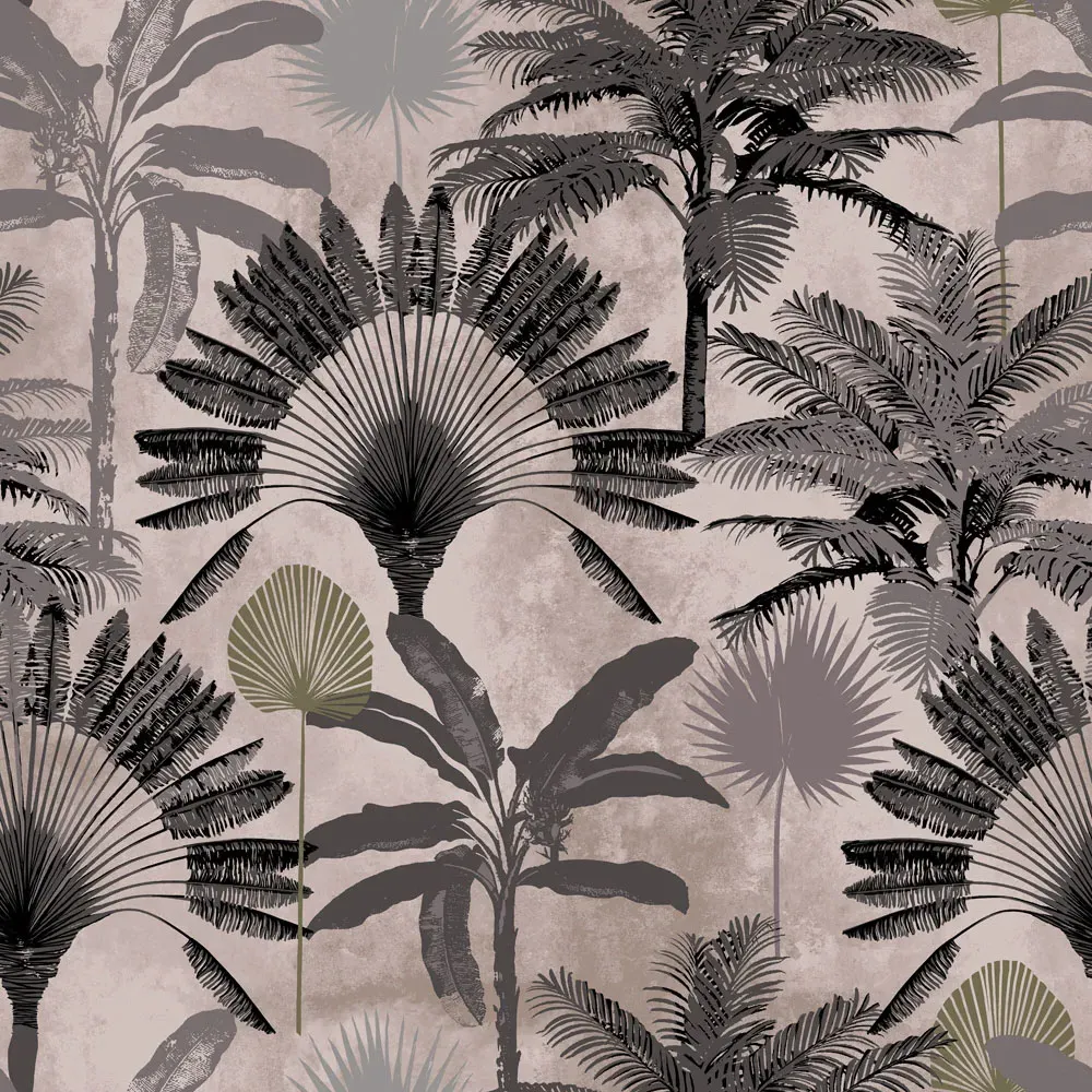 Malaysian Palm King Size Duvet Set - Pink, Polycotton