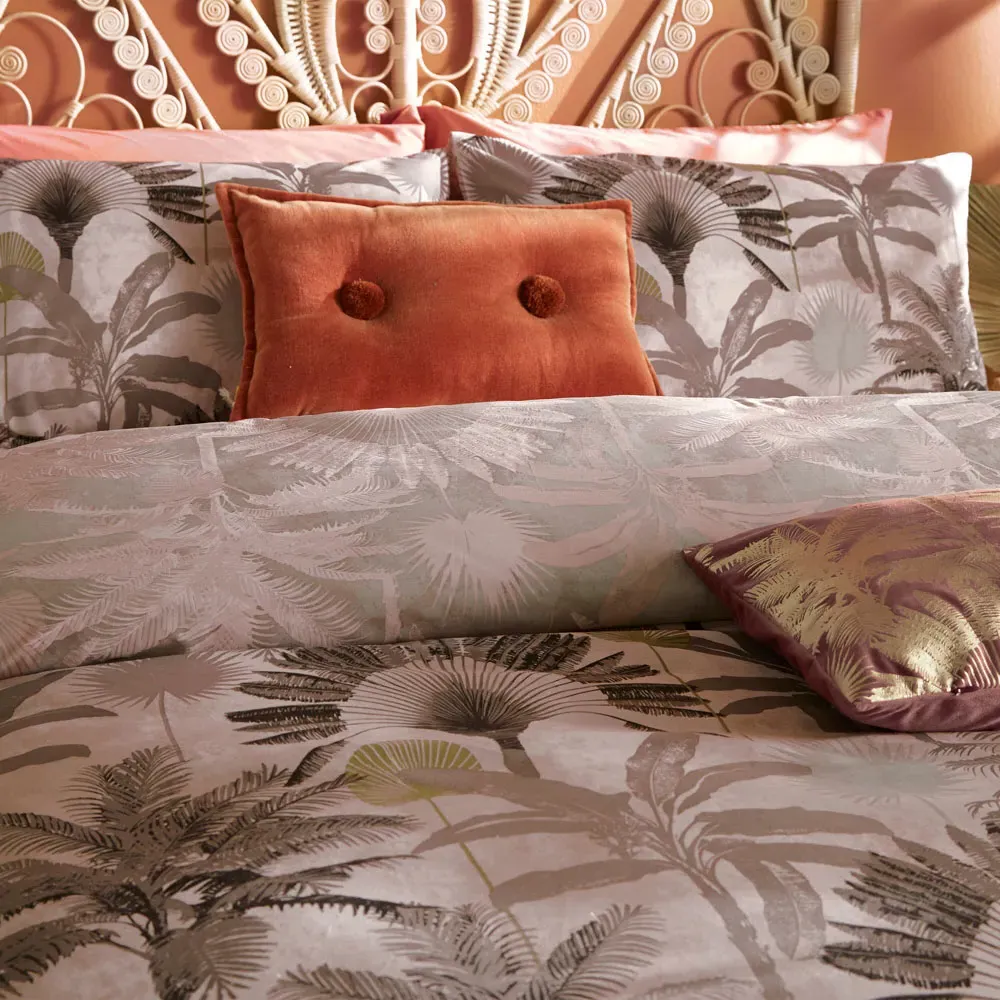 Malaysian Palm Super King Duvet Set - Pink, Polycotton