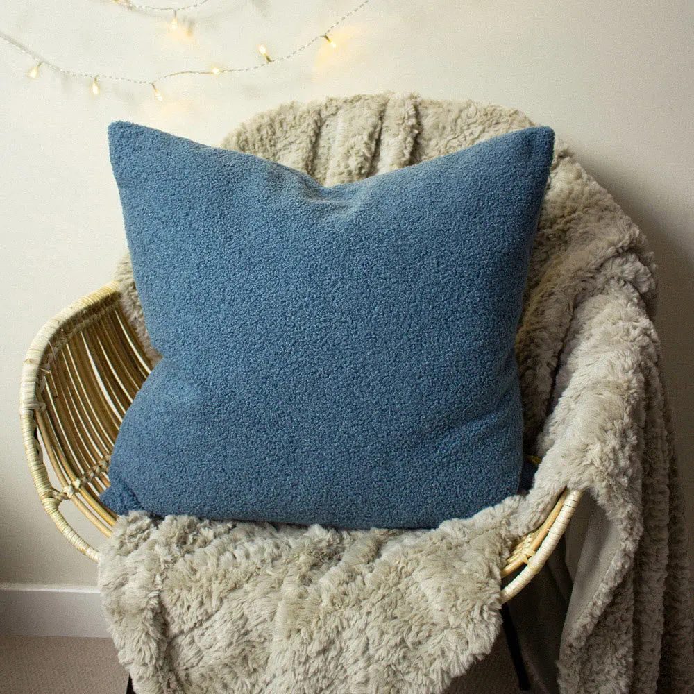 Malham Fleece Cushion - Wedgewood