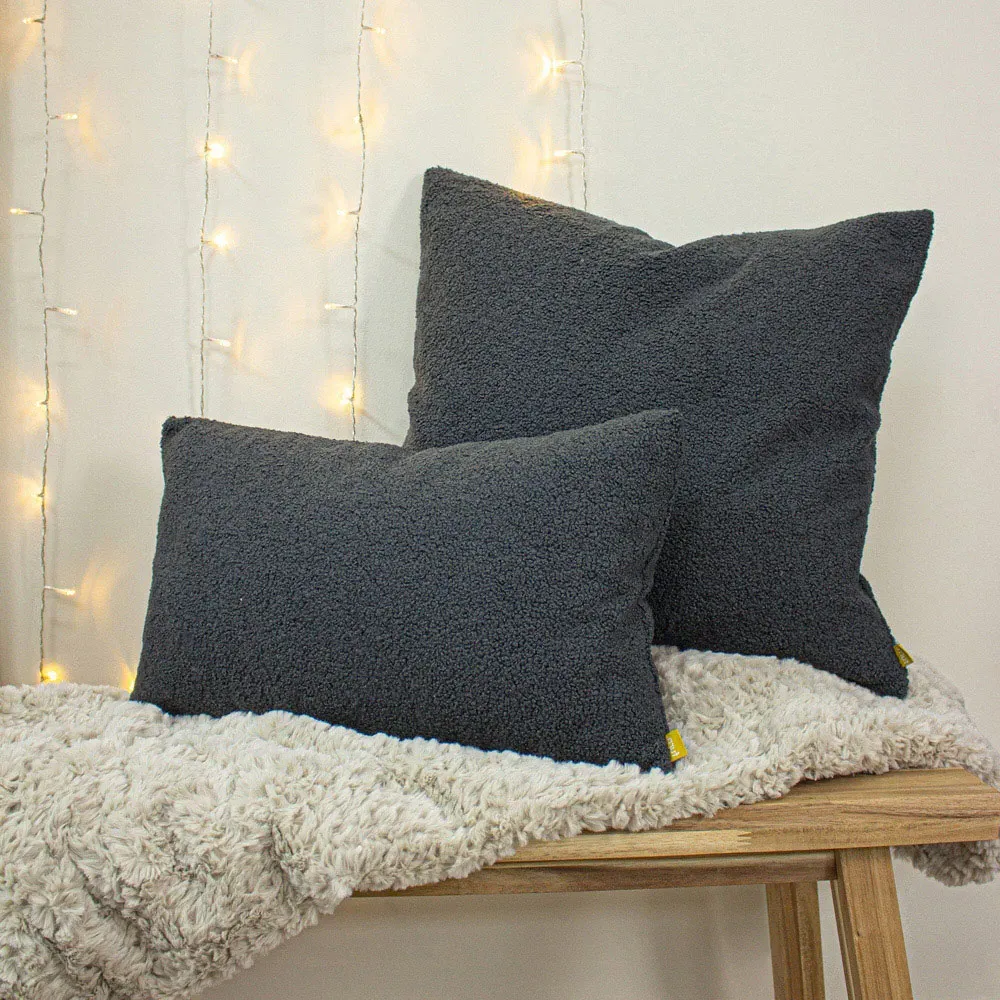 Malham Rectangular Cushion - Granite, Fleece