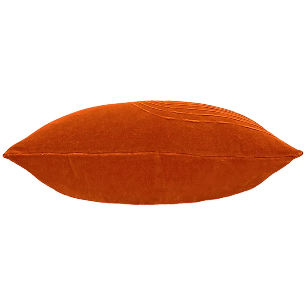 Mangata Geometric Pleat Cushion - Orange, Cotton Velvet