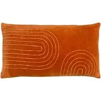 Mangata Geometric Pleat Cushion - Orange, Cotton Velvet