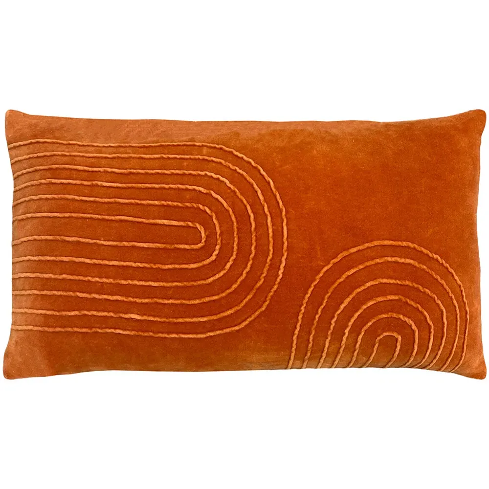 Mangata Geometric Pleat Cushion - Orange, Cotton Velvet