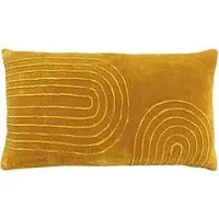 Mangata Ochre Geometric Pleat Cushion - Multi, Cotton