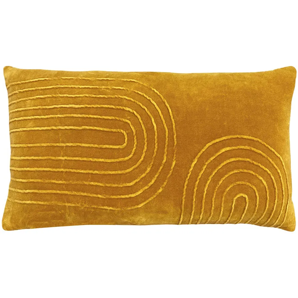 Mangata Ochre Geometric Pleat Cushion - Multi, Cotton image