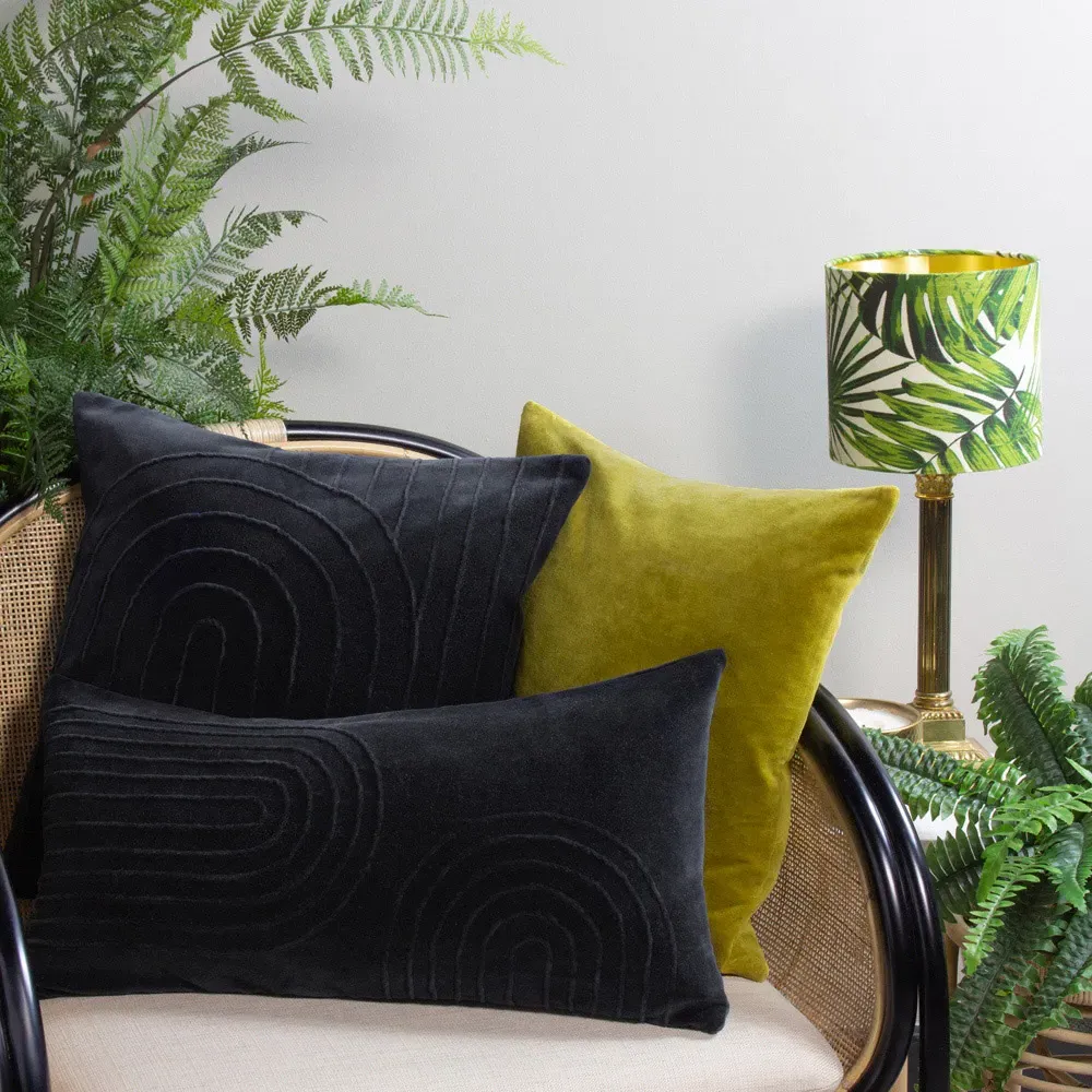 Mangata Square Geometric Pleat Cushion - Black, Cotton