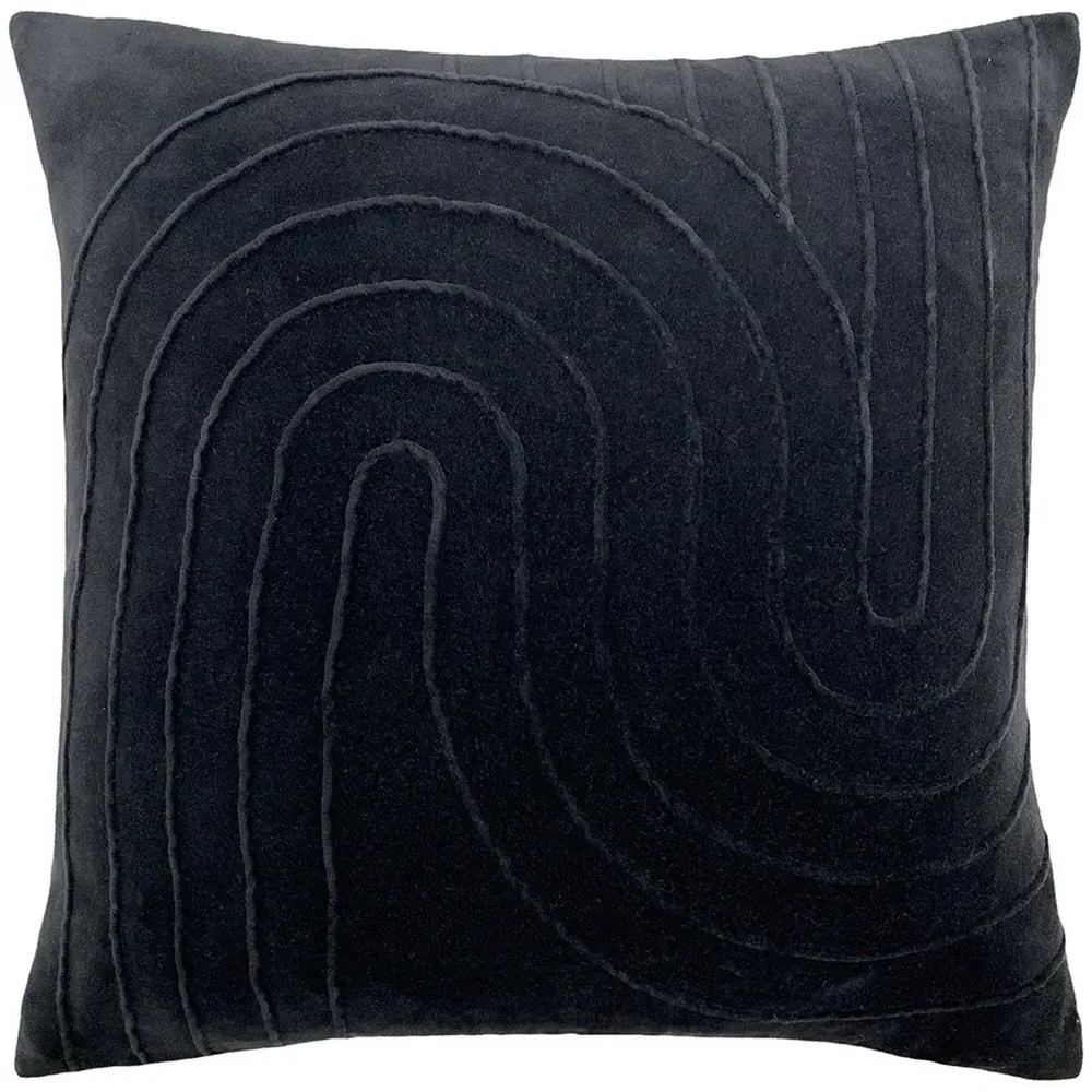 Mangata Square Geometric Pleat Cushion - Black, Cotton