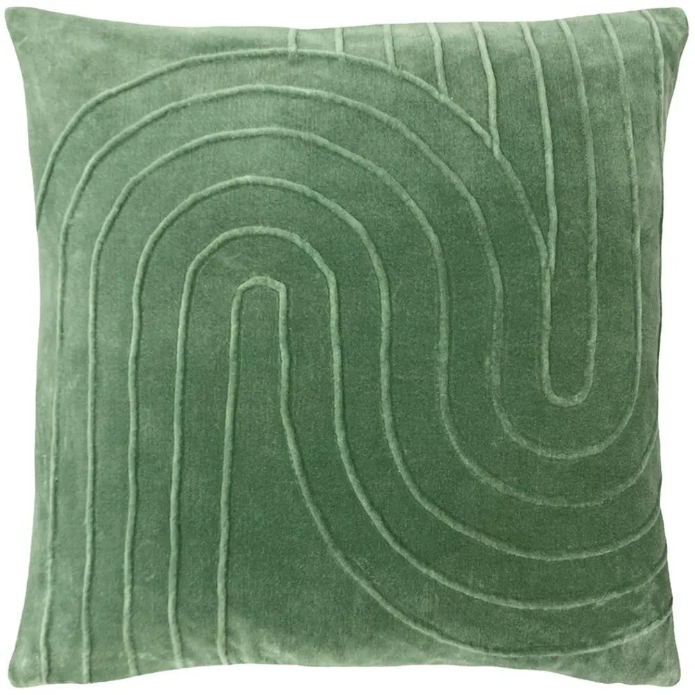 Mangata Square Geometric Pleat Cushion - Eucalyptus, Cotton