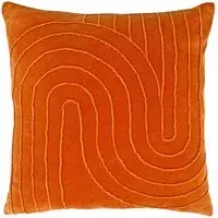 Mangata Square Geometric Pleat Cushion - Orange, Cotton Velvet