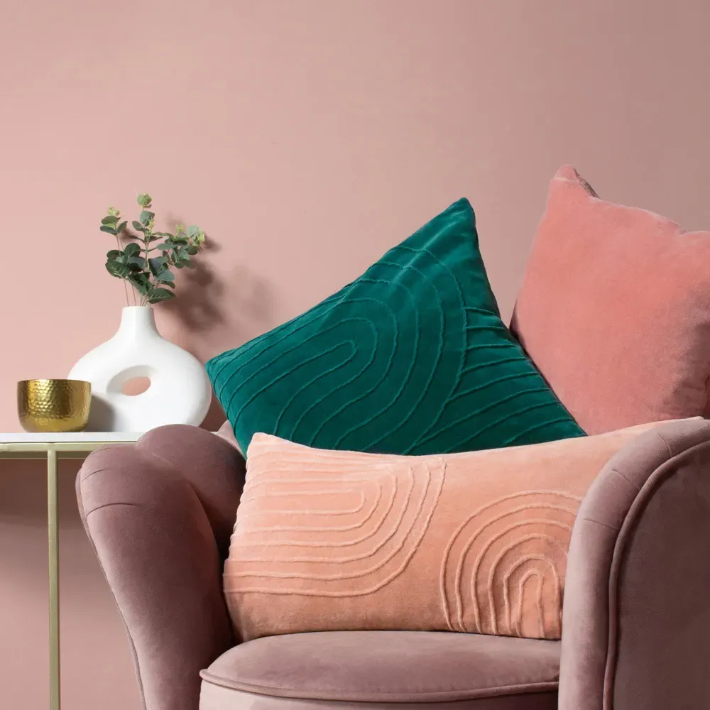 Mangata Square Geometric Pleat Cushion - Teal, Cotton