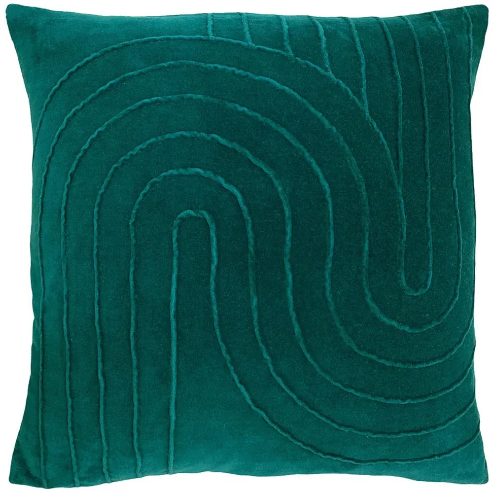 Mangata Square Geometric Pleat Cushion - Teal, Cotton image