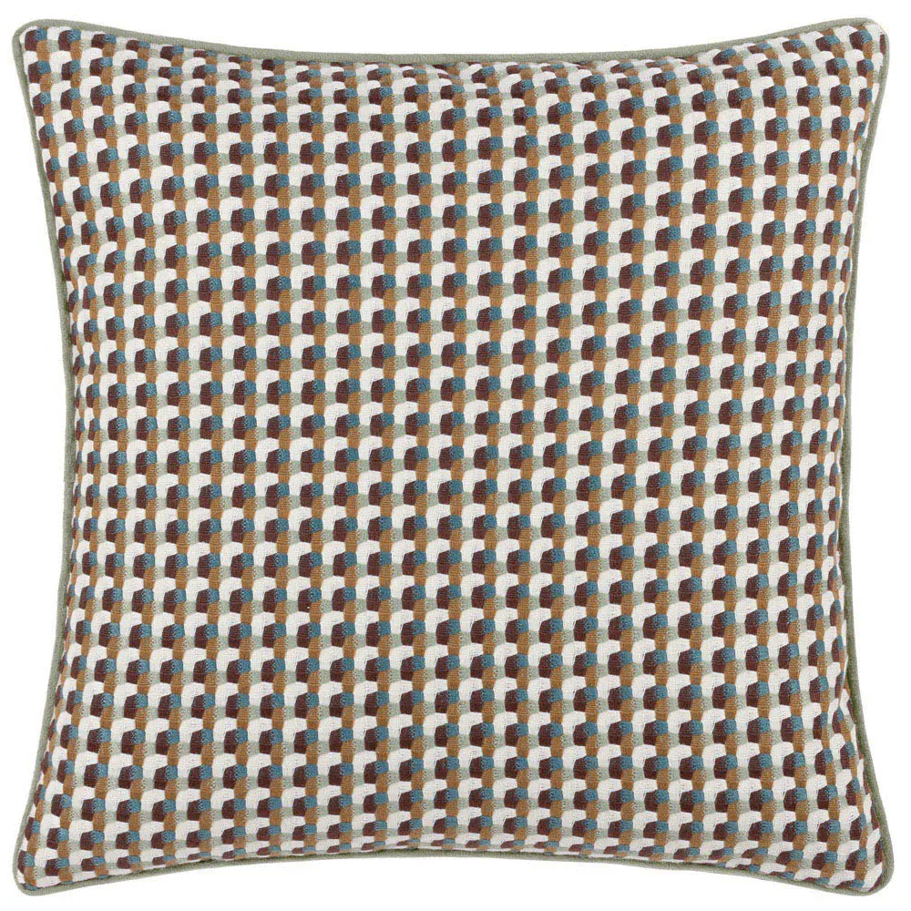 Marttel Geometric Jacquard Cushion - Green